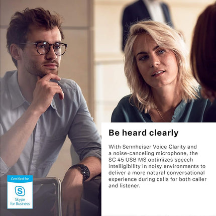 Samsung SC 45 USB MS (507083) - Single-Sided Business Headset | for Skype for Business, Mobile Phone, Tablet, Softphone, and PC | HD Sound & Noise-Cancelling Microphone (Black)