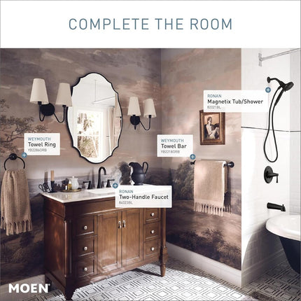 Moen YB2286ORB Brantford Collection Traditional Single Post Bathroom Hand Towel Ring, Oil-Rubbed Bronze