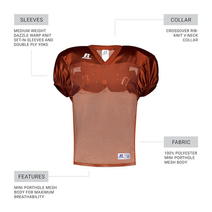 Russell Athletic Boys Youth Stock Practice Jersey, Burnt Orange, XL