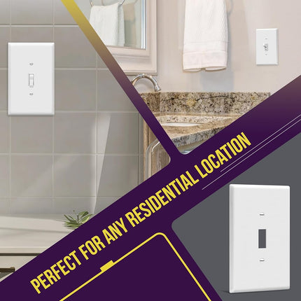 ENERLITES Oversized Toggle Light Switch Wall Plate, Gloss Finish, Jumbo Light Switch Cover, Oversize 1-Gang 5.5" x 3.5", Unbreakable Polycarbonate Thermoplastic, 8811O-W-10PCS, White, 10 Pack