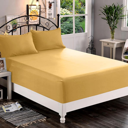 Elegant Comfort 1500 Premium Quality Fitted Sheet Ultra Soft 18-24 Inch Extra Deep Pocket - Single Fitted Sheet for High Mattress - Wrinkle Free with Smart Storage Pockets, Twin/Twin XL, Camel-Gold