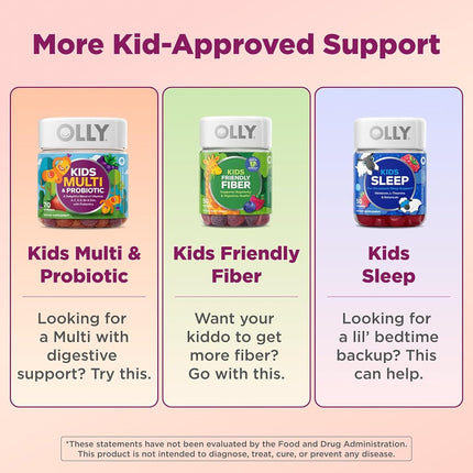 OLLY Kids Immunity Gummy Multivitamin, 25 Day Supply (50 Count), Cherry Berry, Wellmune, Elderberry, Acerola Cherries, Chewable Supplement