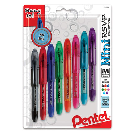 Pentel Mini Ballpoint Pen, Medium, Rubber Grip, Nonrefillable, Assorted (PENBK91MNBP8M) Category: Ballpoint Stick Pens