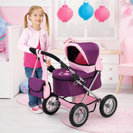 Bayer Design Dolls pram Trendy with bag, height-adjustable handle, foldable