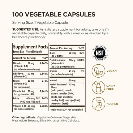 Solgar - B Complex 50-100 Vegetarian Capsules