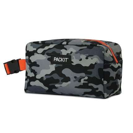 PackIt Freezable Snack Box, Charcoal Camo, Built with EcoFreeze Technology, Collapsible, Reusable, Zip Closure with Buckle Handle, Great for All Ages and Fresh Snacks on The go