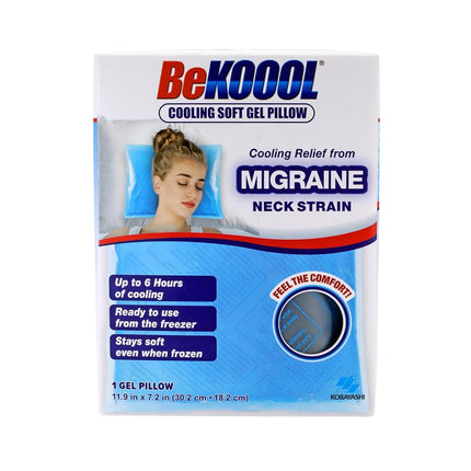 BeKOOOL Cooling Soft Gel Pillow - Reusable Cooling Relief from Migraines, Neck Strain and Fever - Up to 6 Hours of Cooling, Ready to Use, Stays Soft When Frozen