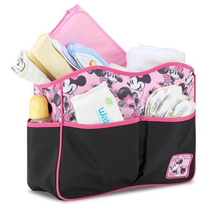 Disney Baby Multi-functional Travel Tote Diaper Bag with Changing Pad, Minnie Black Pink, Large, Disney Baby Multi-functional Travel Tote Diaper Bag With Changing Pad