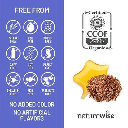 NatureWise Organic Flaxseed Oil Max 720mg ALA | Highest Potency Flax Oil Omega 3 for Cardiovascular, Brain, Immune Support & Healthy Hair, Skin, & Nails | Gluten Free Non-GMO [4 Month - 120 Softgels]