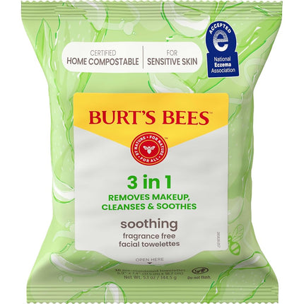 Burts Bees Facial Cleansing Towelettes Sensitive for Unisex 30 Count Towelettes
