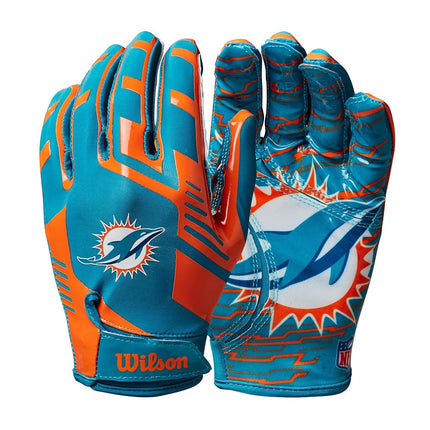 Wilson NFL Stretch Fit Football Gloves - Adult, Miami Dolphins