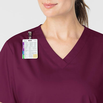 WonderWink Women's Wonderwork V-Neck Scrub Top, Wine, Small