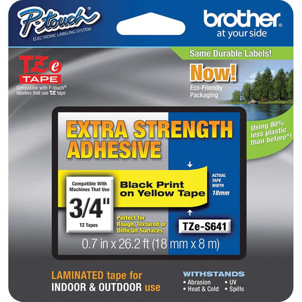 Brother TZe-S641 Label-Making Tape Black on Yellow