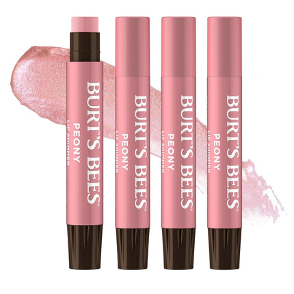 Burt's Bees 100% Natural Moisturizing Lip Shimmer, Peony - 4 Tubes
