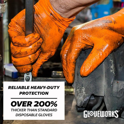 AMMEX Gwon Gloveworks Orange Nitrile Glove, Latex Free, Disposable, Powder Free, Large (Box of 100)