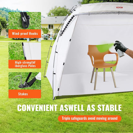 VEVOR Portable Paint Booth,10x7x6ft Larger Spray Paint Tent with Built-in Floor & Mesh Screen & Windproof Hooks, Painting Tent Station for Furniture DIY Hobby Tool, Spray Paint Shelter,Extra Large