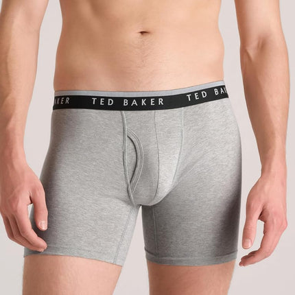 Ted Baker Men's Standard 4 Pack Cotton Stretch Boxer Briefs, Black Beauty/Geo/Grey Heather, Medium