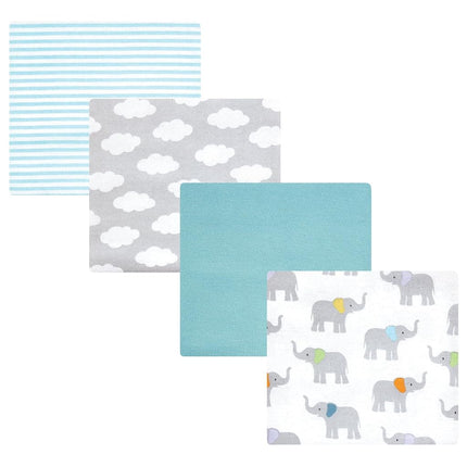 Hudson Baby Couvertures d'emmaillotage en flanelle de coton unisexe pour bébé, Éléphant sarcelle, Taille unique