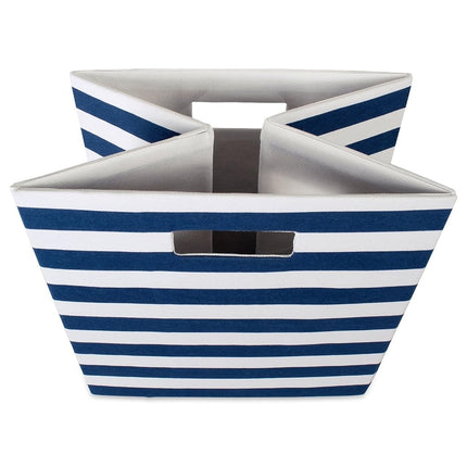DII Polyester Cube Storage Collection Collapsible Hard Sided Bin, 13x13x13", Nautical Blue