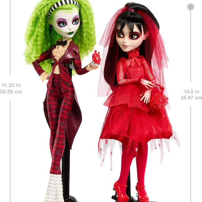 Monster High SKULLECTOR Beetlejuice Beetlejuice Doll 2 Pack Betelgeuse and Lydia Deetz Collectible Figures with Accessories and Display Packaging HYV96