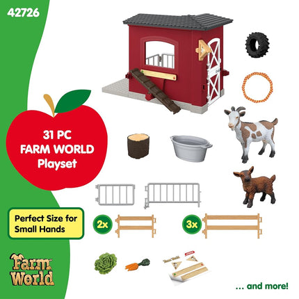 Schleich Farm World - 31Pc Goat Stable Playset - Kids Ages 3+ | 42726