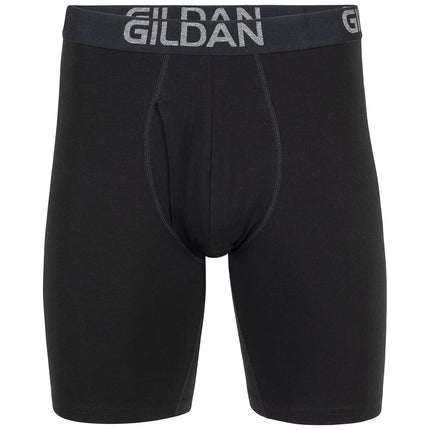 Gildan Men's Cotton Stretch Boxer Brief, Multipack, Black Soot/Slate Blue (4-Pack, Long Leg), XXL (Pack of 4)