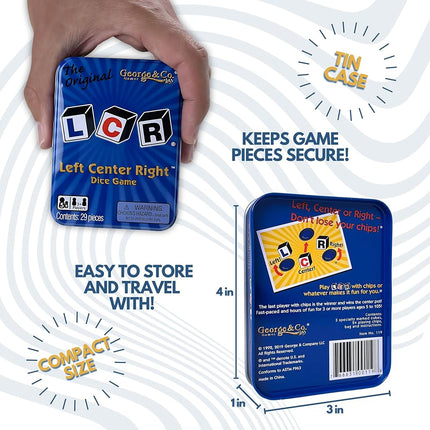 George & Company LLC LCR® Left Center Right™ Dice Game - Blue Tin