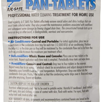 AC-Safe Pan Tablets - 30 Count: Cleans scum in Drain Pans and Humidifiers
