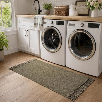 Collive Moss Green Bathroom Runner Rug, 2' x 5' Boho Kitchen Mats