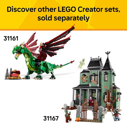 LEGO Creator 3in1 Medieval Horse Knight Castle Toy - Transforms into a Jousting Tournament Scene or a Town - incl. 6 Minifigures - Creative Gift for 9+ Year Old Boys & Girls - 31168