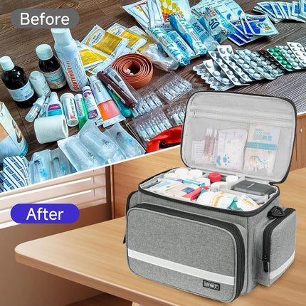 LEFOR·Z Medical Bag,First Aid Bag Empty,Home Health Nurse Bag with Detachable Divider,Medical Supplies Storage Tote for Nursing Student,Therapist,Doctors,Grey