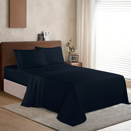 Elegant Comfort Bedding Set, Deep Pocket up to 16inch, Microfiber, Black, Twin/Twin XL