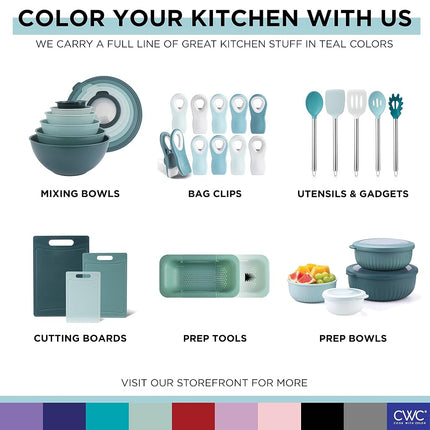 COOK WITH COLOR Silicone Cooking Utensils, Kitchen Utensil Set, Easy to Clean Silicone Kitchen Utensils, Cooking Utensils for Nonstick Cookware, Kitchen Gadgets Set, 10 Pieces, Teal