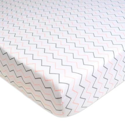 American Baby Company 2 Pack 100% Natural Cotton Fitted Crib Sheets 52" x 28" - Soft, Breathable, Hypoallergenic & Gentle Toddler Bed Sheets, Pink Stars/Zigzag, Neutral for Boys & Girls