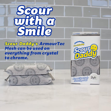 Scrub Daddy Scour Daddy Style, Scourers Non Scratch Scrubbing Sponge, Scouring Pads, Kitchen Sponges for Dishes, Dishwashing Pan Scrubber, Cleaning Supplies, Dish Sponges for Washing up, Pack of 2