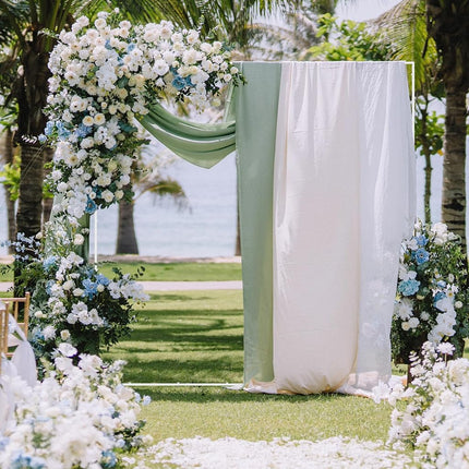 Wokceer Wedding Arch Backdrop Stand Square 8 x 8 FT White Backdrop Stand Metal Balloon Arch Frame for Wedding Birthday Party Garden Arbor Anniversary Event Decor