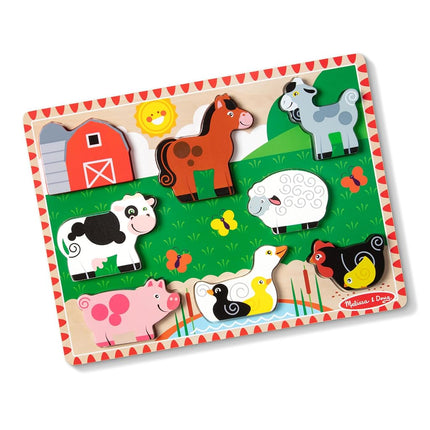 Melissa & Doug Farm Wooden Chunky Puzzle (8 pcs) Farm Animal Toys For Kids, Wooden Puzzles For Toddlers Ages 2+ - FSC Certified