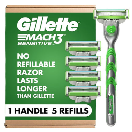 Gillette Mach3 Sensitive Razors for Men, 1 Handle,