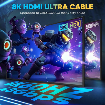 Cable HDMI 2.1 10K 8K - Cable Ultra HD de 1.5 m (5 pies) de alta velocidad 48 Gbps - Cable trenzado profesional de alta resistencia - Múltiples opciones de tamaño (0.45 m-7.6 m) - 4K@120Hz, 8K@60Hz, HDR, DTS:X, HDCP 2.2/2.3