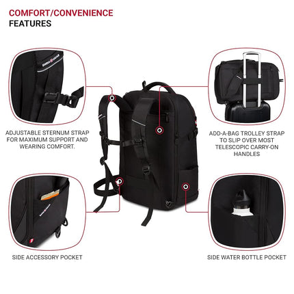 SwissGear Hybrid, Black, 21.5-Inch, Hybrid Travel Laptop Backpack