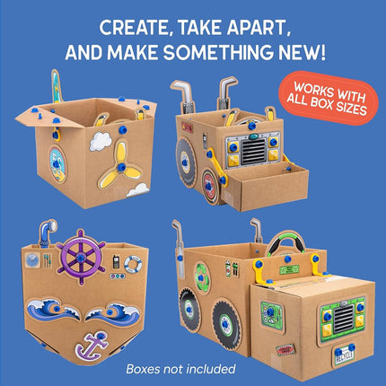 Learning Resources Boxineers Cardboard Vehicles - Creative Craft Supplies for Kids Projects, Cardboard Tools for Kids, DIY Fine Motor Activities, Kids Crafts and STEM Construction Kits