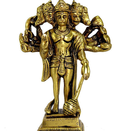 eSplanade Brass Panchmukhi Hanuman Anjaneya Pavan Putra Bajrangbali Idol Murti Moorti Statue - 6.5 inches | Pooja Idols