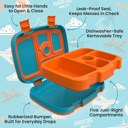 Bentgo® Kids Prints Leak-Proof, 5-Compartment Bento-Style Kids Lunch Box - Ideal Portion Sizes for Ages 3-7, Durable, Drop-Proof, Dishwasher Safe, & Made with BPA-Free Materials (Planes)