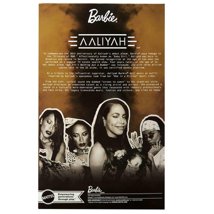 Barbie Signature Doll, Aaliyah Collectible in Black Faux Leather Outfit Inspired by ‘One in a Million Music’ Video, HRM80