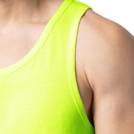 Lot de 2 débardeurs en coton Eversoft pour homme Fruit of the Loom, respirants et anti-humidité avec contrôle des odeurs, tailles S-4XL, Vert de sécurité, Grande taille (Lot de 2)