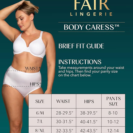 Vanity Fair Women's Body Caress Flexible Fit Panties, Brief-3 Pack-White, 9 (Pack of 3)