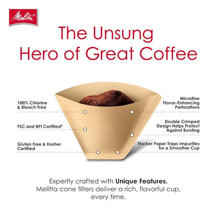 Melitta #4 Cone Coffee Filters, Bamboo, 80 Count (Pack of 6) 480 Total Filters Count - Packaging May Vary