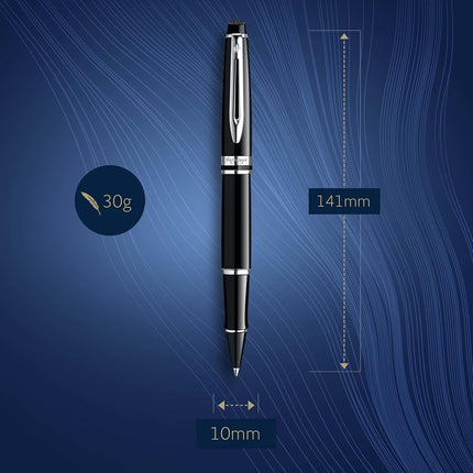 Waterman Expert Rollerball Pen | Gloss Black with Chrome Trim | Fine Point | Black Ink | Gift Box