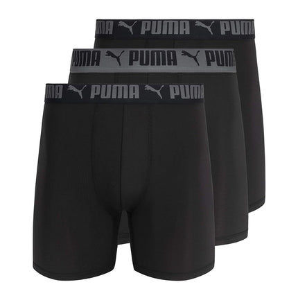 PUMA Men's 3 Pack Athletic Fit Boxer Briefs, Castl