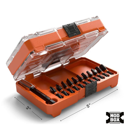 Klein Tools 33801S Impact Driver Bit Set, 12-Piece, S2 Steel, MODbox Compatible Storage Case, Magnetic Bit Holder, Professional Driver Bits